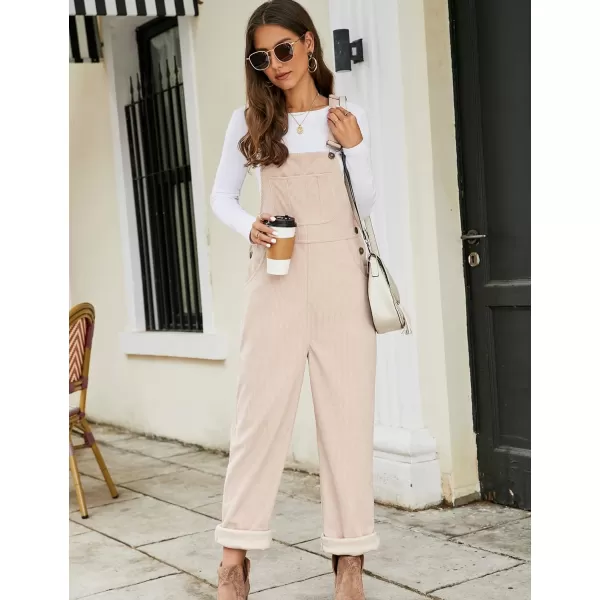 Flygo Corduroy Overalls for Women Loose Fit Adjustable Straps Long Bib Pants Wide Leg Jumpsuits