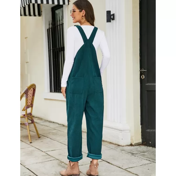 Flygo Corduroy Overalls for Women Loose Fit Adjustable Straps Long Bib Pants Wide Leg Jumpsuits