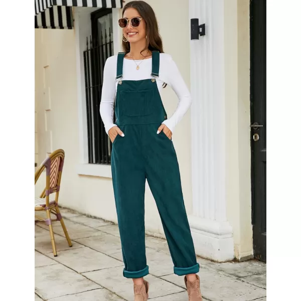 Flygo Corduroy Overalls for Women Loose Fit Adjustable Straps Long Bib Pants Wide Leg Jumpsuits