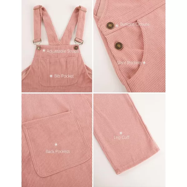 Flygo Corduroy Overalls for Women Loose Fit Adjustable Straps Long Bib Pants Wide Leg Jumpsuits