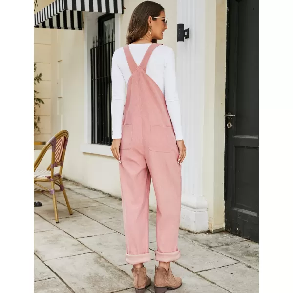 Flygo Corduroy Overalls for Women Loose Fit Adjustable Straps Long Bib Pants Wide Leg Jumpsuits