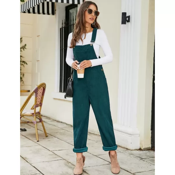 Flygo Corduroy Overalls for Women Loose Fit Adjustable Straps Long Bib Pants Wide Leg Jumpsuits