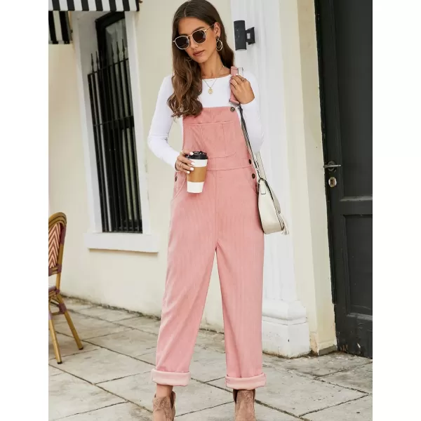 Flygo Corduroy Overalls for Women Loose Fit Adjustable Straps Long Bib Pants Wide Leg Jumpsuits