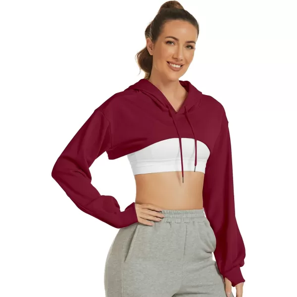 Flygo Crop Top Hoodies for Women Long Sleeve Pullover Super Cropped Hoodie Sweatshirt Tops