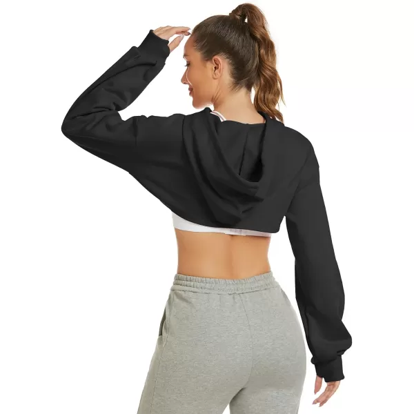 Flygo Crop Top Hoodies for Women Long Sleeve Pullover Super Cropped Hoodie Sweatshirt Tops