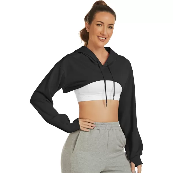 Flygo Crop Top Hoodies for Women Long Sleeve Pullover Super Cropped Hoodie Sweatshirt Tops