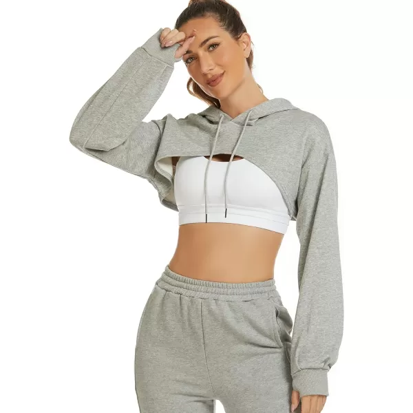 Flygo Crop Top Hoodies for Women Long Sleeve Pullover Super Cropped Hoodie Sweatshirt Tops