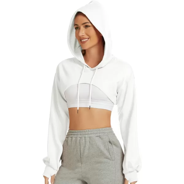 Flygo Crop Top Hoodies for Women Long Sleeve Pullover Super Cropped Hoodie Sweatshirt Tops