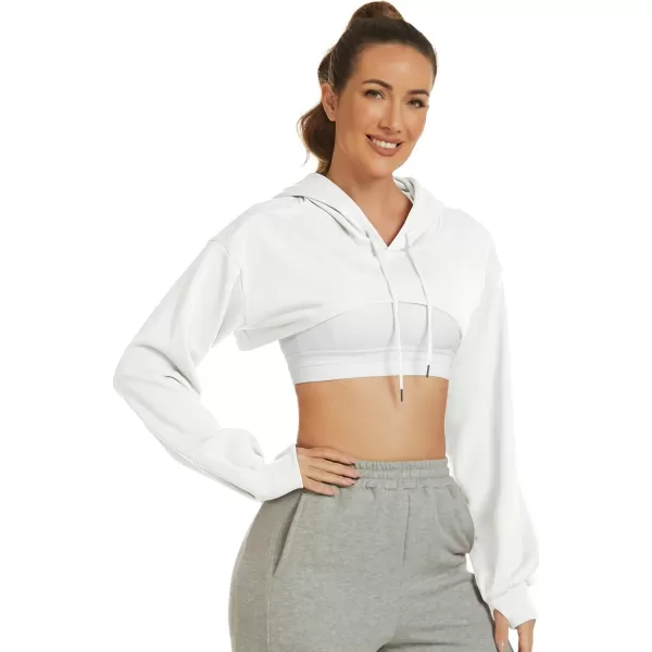Flygo Crop Top Hoodies for Women Long Sleeve Pullover Super Cropped Hoodie Sweatshirt Tops