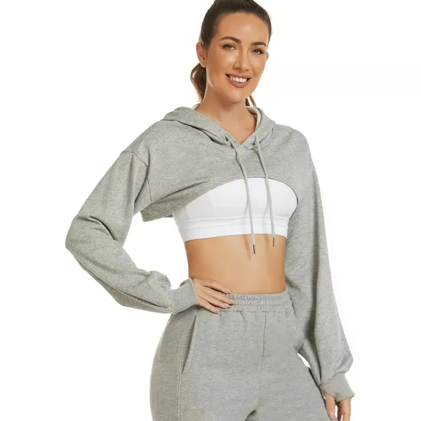 Flygo Crop Top Hoodies for Women Long Sleeve Pullover Super Cropped Hoodie Sweatshirt Tops