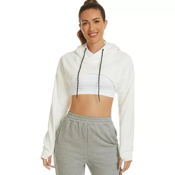 Flygo Crop Top Hoodies for Women Long Sleeve Pullover Super Cropped Hoodie Sweatshirt Tops