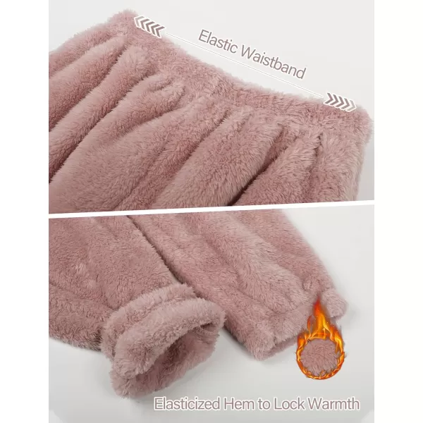 Flygo Fuzzy Fleece Pajamas Sets for Women Flannel Sleepwear Plush Pajama Lounge Pants Set