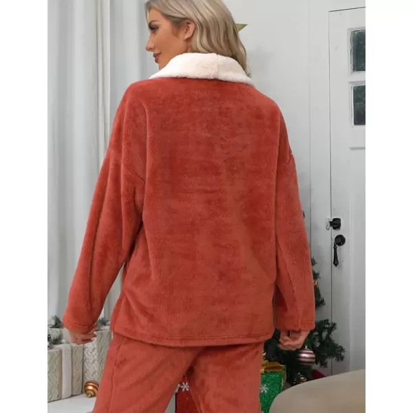 Flygo Fuzzy Fleece Pajamas Sets for Women Flannel Sleepwear Plush Pajama Lounge Pants Set