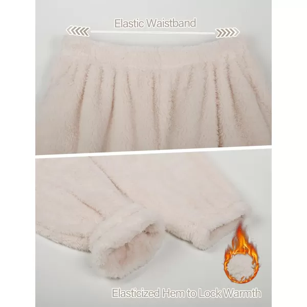Flygo Fuzzy Fleece Pajamas Sets for Women Flannel Sleepwear Plush Pajama Lounge Pants Set