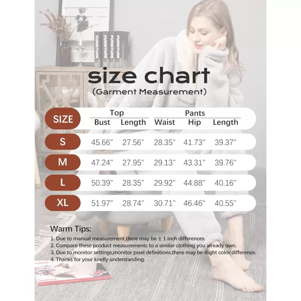 Flygo Fuzzy Fleece Pajamas Sets for Women Flannel Sleepwear Plush Pajama Lounge Pants Set