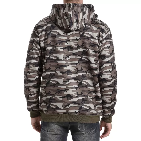 Flygo Men's Casual Fleece Sherpa Lined Hoodie Winter Warm Pullover Hooded Sweatshirt