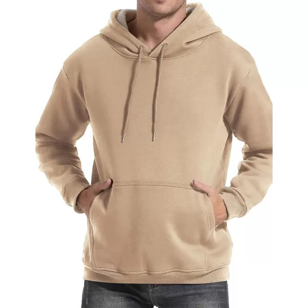 Flygo Men's Casual Fleece Sherpa Lined Hoodie Winter Warm Pullover Hooded Sweatshirt