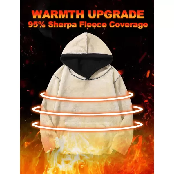Flygo Men's Casual Fleece Sherpa Lined Hoodie Winter Warm Pullover Hooded Sweatshirt