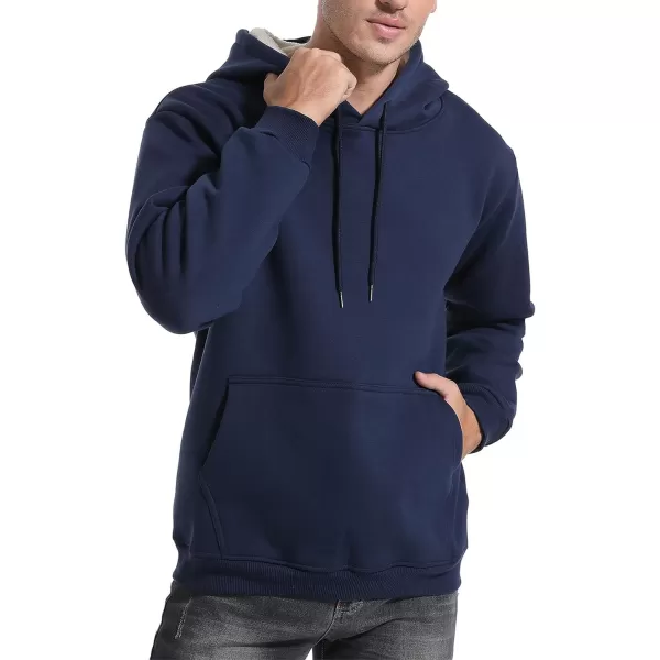 Flygo Men's Casual Fleece Sherpa Lined Hoodie Winter Warm Pullover Hooded Sweatshirt