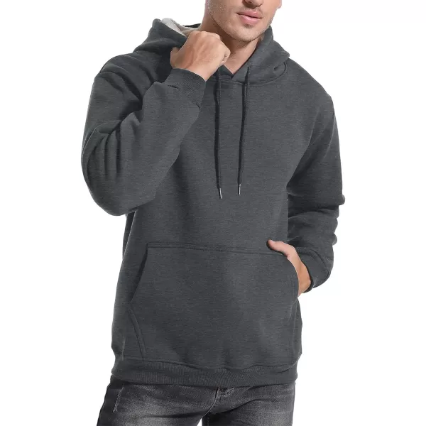 Flygo Men's Casual Fleece Sherpa Lined Hoodie Winter Warm Pullover Hooded Sweatshirt