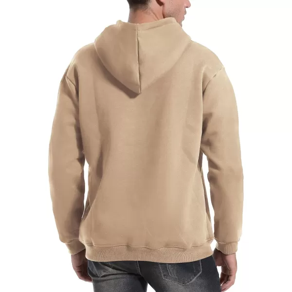 Flygo Men's Casual Fleece Sherpa Lined Hoodie Winter Warm Pullover Hooded Sweatshirt