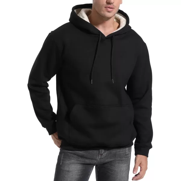 Flygo Men's Casual Fleece Sherpa Lined Hoodie Winter Warm Pullover Hooded Sweatshirt