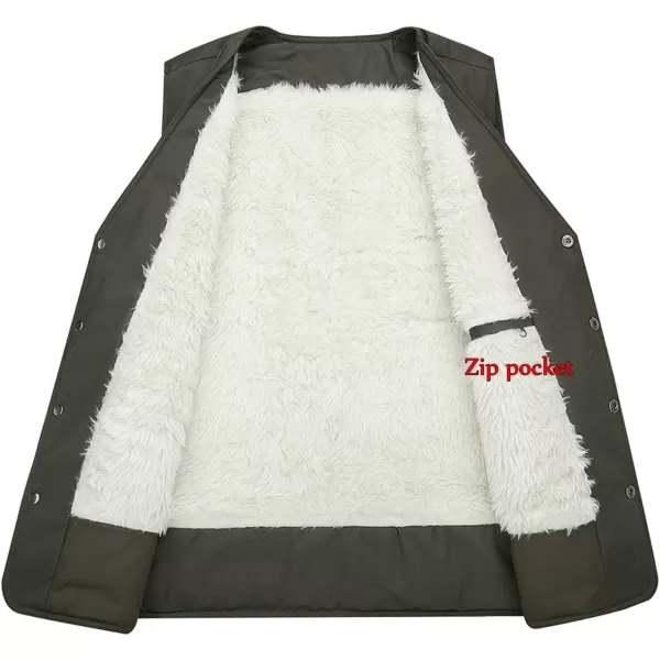 Flygo Men's Casual Warm Fleece Lined Multi Pockets Outdoor Work Fishing Travels Vest