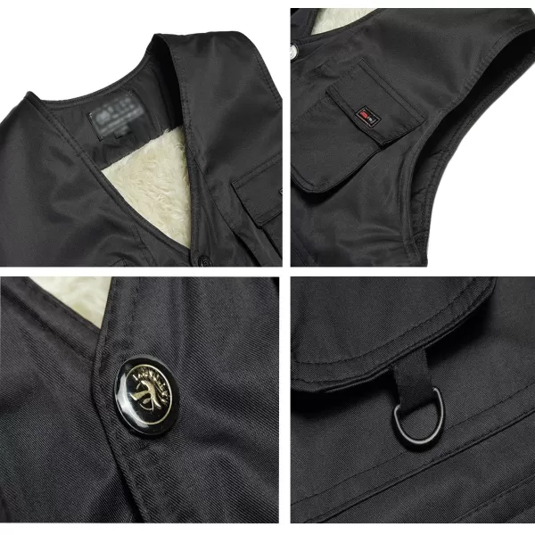 Flygo Men's Casual Warm Fleece Lined Multi Pockets Outdoor Work Fishing Travels Vest
