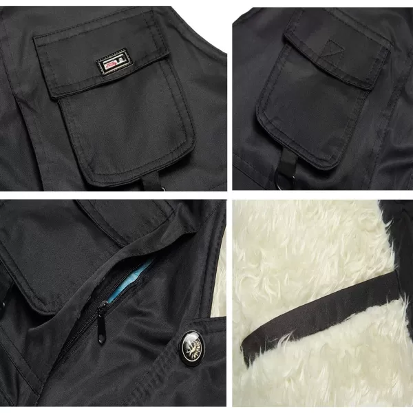 Flygo Men's Casual Warm Fleece Lined Multi Pockets Outdoor Work Fishing Travels Vest