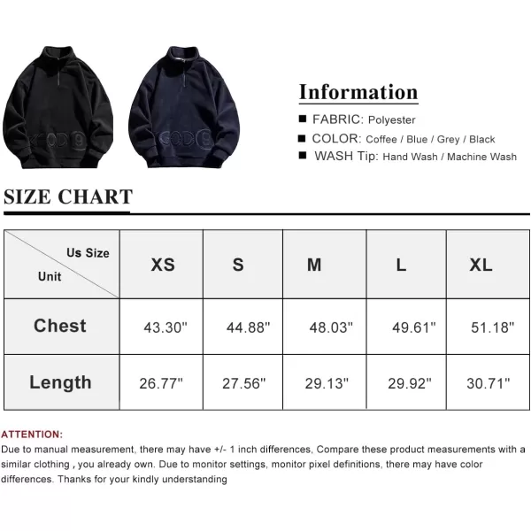 Flygo Mens Fleece Sweatshirt Sherpa Lined Oversized Half Zip Pullover Sweatshirts Tops