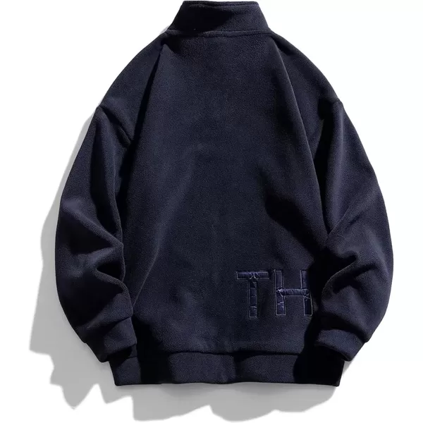 Flygo Mens Fleece Sweatshirt Sherpa Lined Oversized Half Zip Pullover Sweatshirts Tops