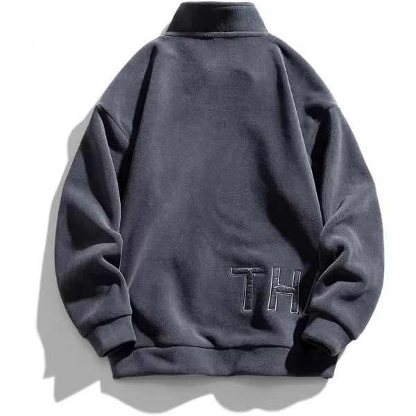 Flygo Mens Fleece Sweatshirt Sherpa Lined Oversized Half Zip Pullover Sweatshirts Tops