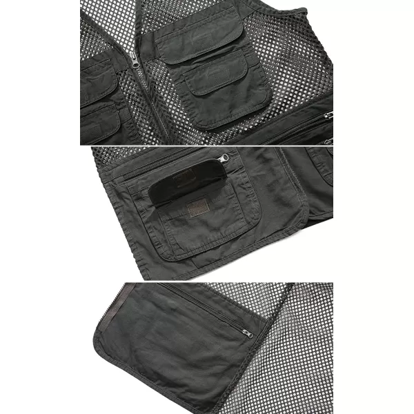 Flygo Mens Mesh Quick Dry Outdoor Work Fishing Travel Photo Vest with Multi Pockets