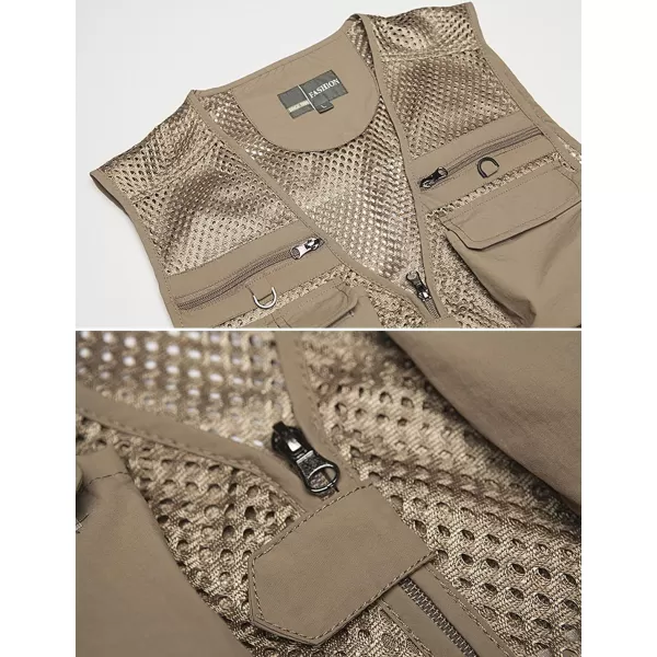 Flygo Mens Mesh Quick Dry Outdoor Work Fishing Travel Photo Vest with Multi Pockets
