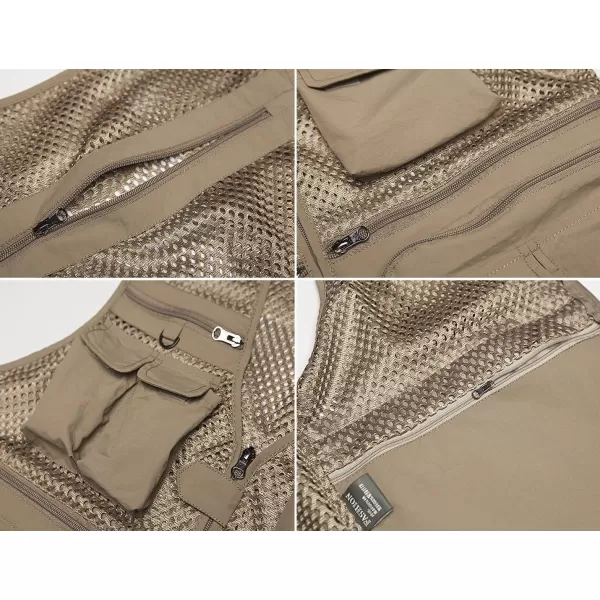 Flygo Mens Mesh Quick Dry Outdoor Work Fishing Travel Photo Vest with Multi Pockets