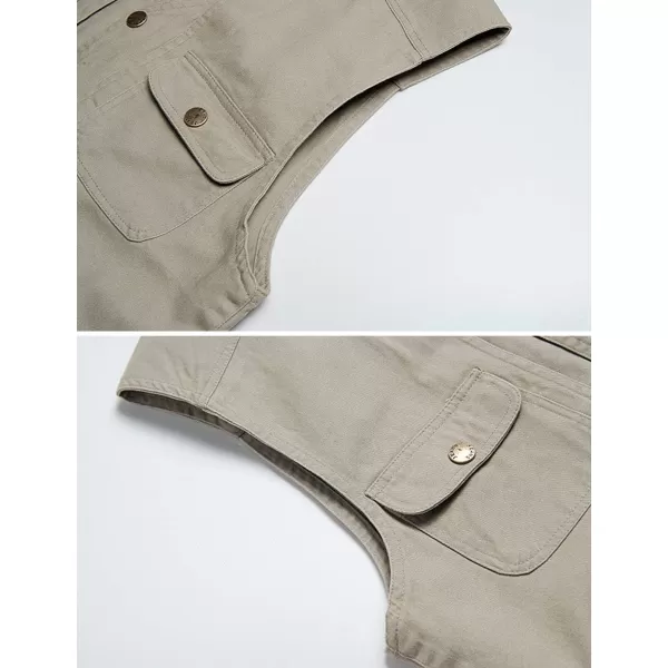 Flygo Men's Multi-Pockets Cotton Lightweight Safari Fishing Photo Outdoor Work Utility Vest