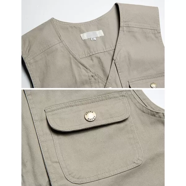 Flygo Men's Multi-Pockets Cotton Lightweight Safari Fishing Photo Outdoor Work Utility Vest