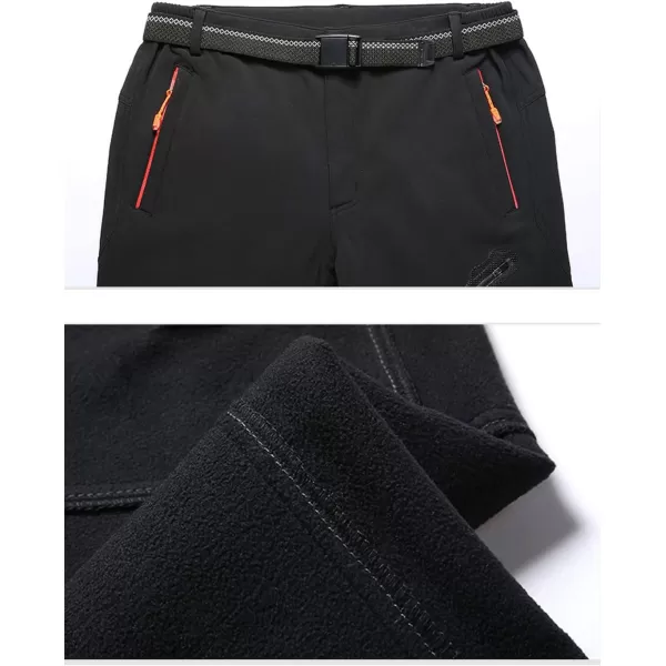 Flygo Mens Outdoor Windproof Waterproof Softshell Fleece Lined Cargo Snow Hiking Pants