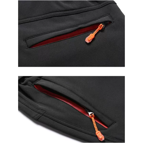 Flygo Mens Outdoor Windproof Waterproof Softshell Fleece Lined Cargo Snow Hiking Pants