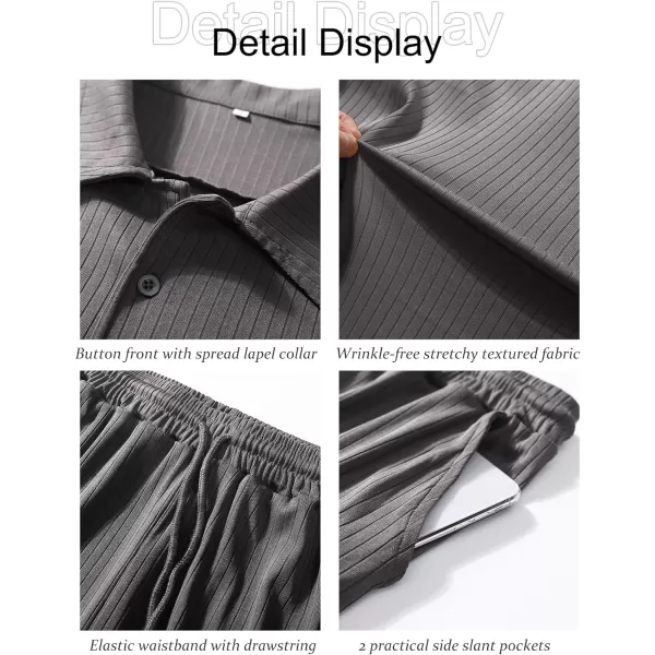 Flygo Mens Summer Beach Outfits Casual Button Down Shirt and Shorts Sets 2 Piece Vacation Outfits