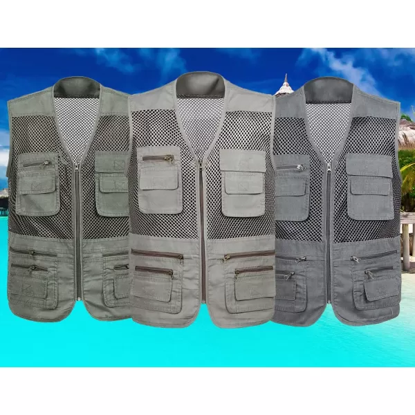 Flygo Men's Summer Mesh Fishing Vest Outdoor Photography Journalist Travel Vest with Pockets