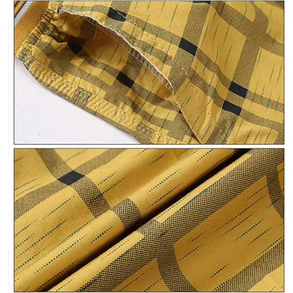 Flygo Men's Surf Quick Dry Elastic Waist Plaid Swim Trunks