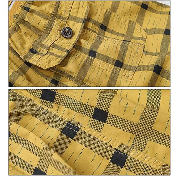 Flygo Men's Surf Quick Dry Elastic Waist Plaid Swim Trunks