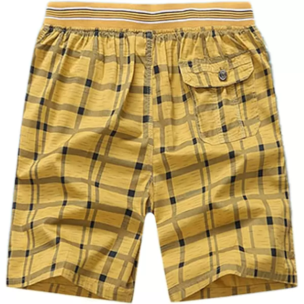 Flygo Men's Surf Quick Dry Elastic Waist Plaid Swim Trunks