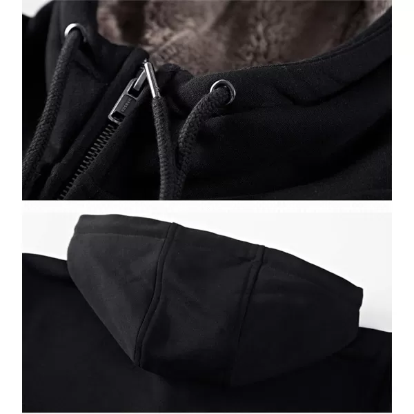 Flygo Men's Thick Faux Fleece Lined Full Zip Up Hooded Sweatshirt with Kanga Pockets