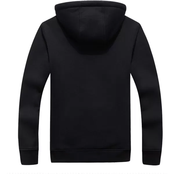 Flygo Men's Thick Faux Fleece Lined Full Zip Up Hooded Sweatshirt with Kanga Pockets