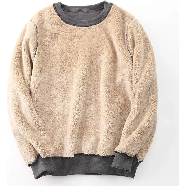 Flygo Men's Warm Crewneck Fleece Sweatshirt Sherpa Lined Pullover Tops