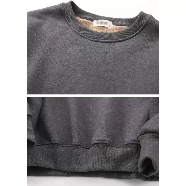 Flygo Men's Warm Crewneck Fleece Sweatshirt Sherpa Lined Pullover Tops