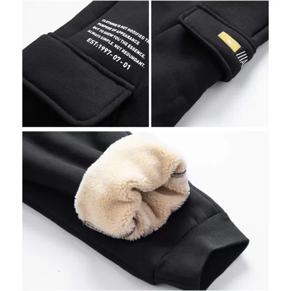 Flygo Men's Winter Casual Fleece Sherpa Lined Athletic Jogger Elastic Drawstring Thicken Sweatpants
