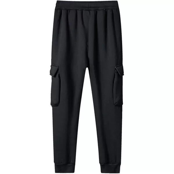 Flygo Men's Winter Casual Fleece Sherpa Lined Athletic Jogger Elastic Drawstring Thicken Sweatpants